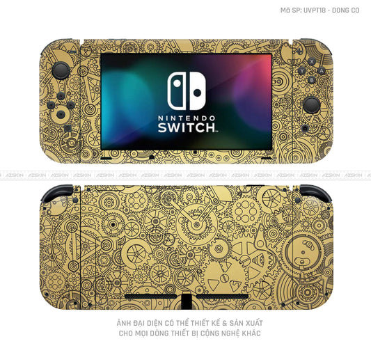 Dán Skin Máy Chơi Game Nintendo Switch Vân Động Cơ Vàng | UVPT18