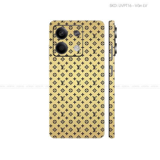 Dán Skin Điện Thoại Xiaomi Redmi 13 Series Vân Nổi LV Vàng | UVPT16