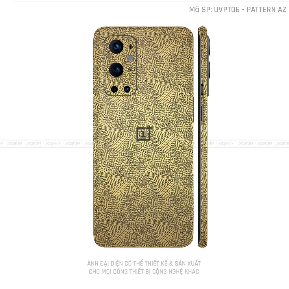 Dán Skin Oneplus 8/9 Series Vân Nổi Pattern AZ Vàng | UVPT06