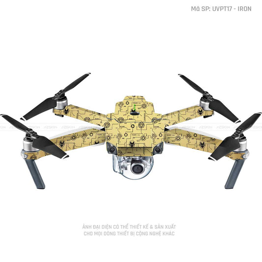 Dán Skin Flycam Vân Nổi Iron Man Vàng Đồng | UVPT17