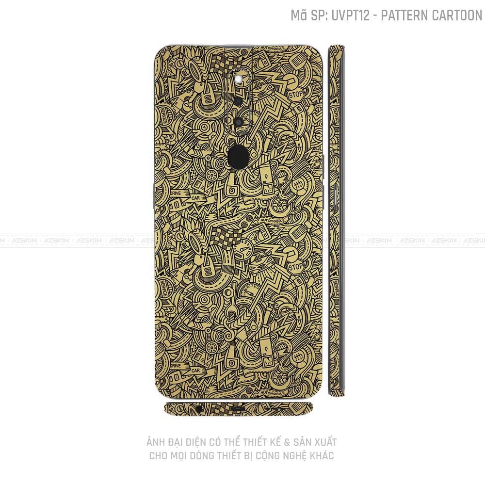 Miếng Dán Skin Điện Thoại OPPO F Series Vân Pattern Cartoon Vàng | UVPT12