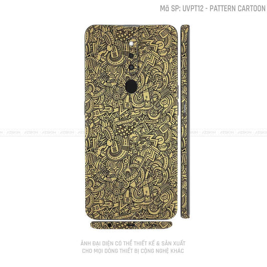 Miếng Dán Skin Điện Thoại OPPO F Series Vân Pattern Cartoon Vàng | UVPT12