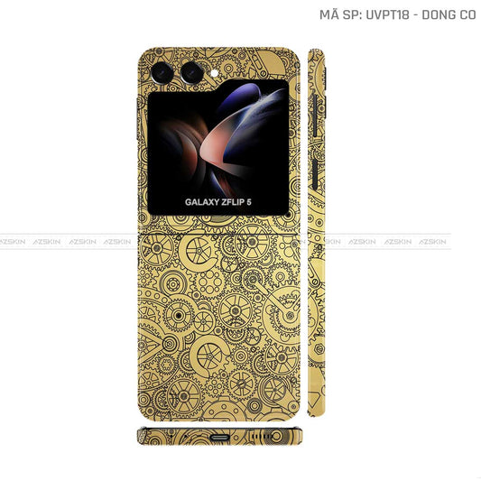 Dán Skin Galaxy Z Flip 7 Vân Nổi Động Cơ Vàng | UVPT18