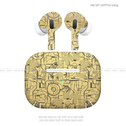 Dán Skin Tai Nghe Airpod 3 Vân Nổi Vi Mạch 2023 Vàng Đồng | UVPT14