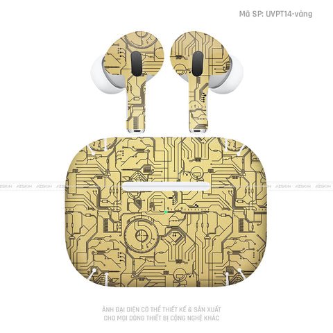 Dán Skin Tai Nghe Airpod 3 Vân Nổi Vi Mạch 2023 Vàng Đồng | UVPT14
