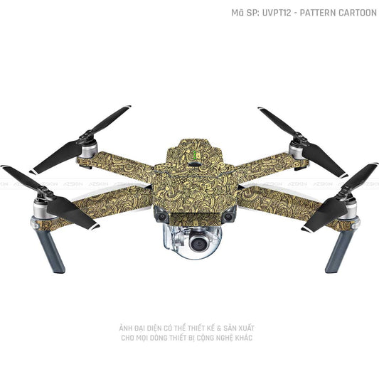 Dán Skin Flycam Vân Nổi Pattern Cartoon Vàng Đồng | UVPT12