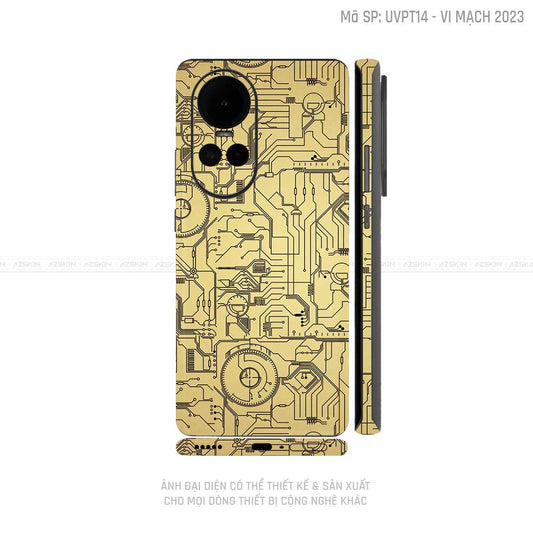 Dán Skin Điện Thoại OPPO Reno Series Vân Vi Mạch 2023 Vàng | UVPT14