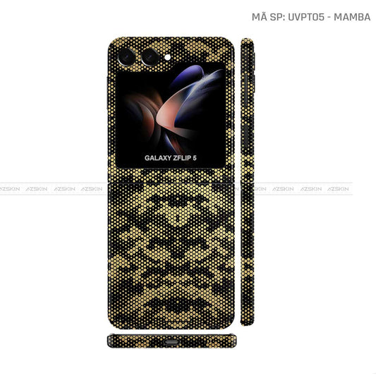 Dán Skin Galaxy Z Flip 7 Vân Nổi Mamba Vàng | UVPT05