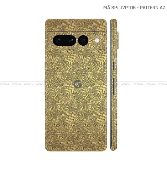 Dán Skin Google Pixel 8 Series Vân Pattern AZ Vàng | UVPT06