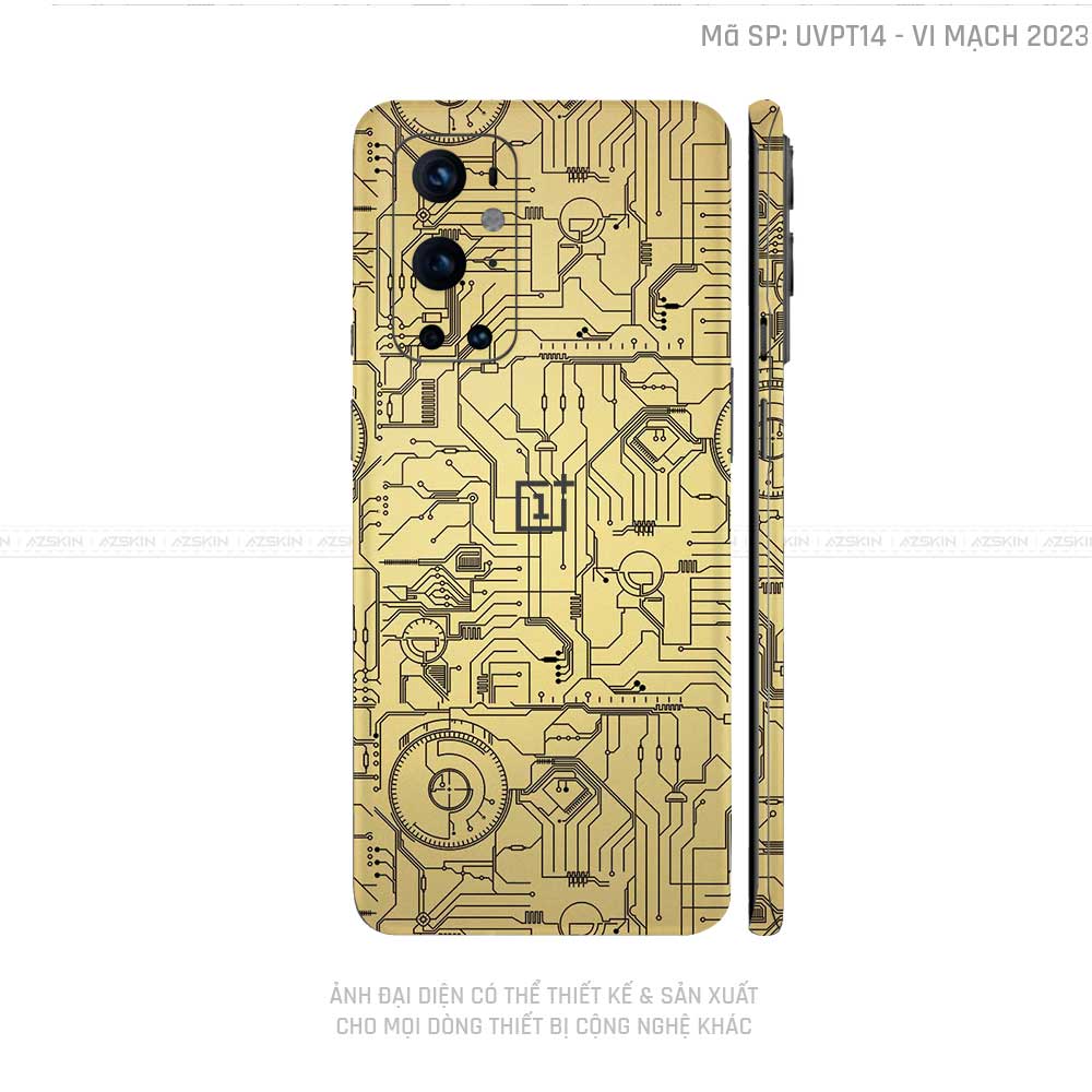 Dán Skin Oneplus 8/9 Series Vân Vi Mạch 2023 Vàng Gold | UVPT14