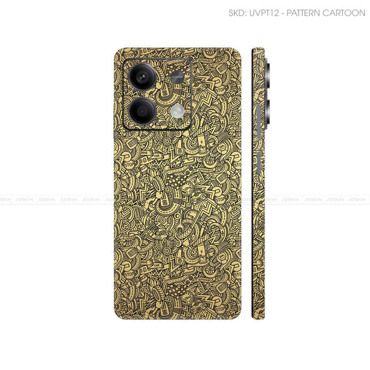 Dán Skin Điện Thoại Xiaomi Redmi 13 Series Vân Nổi Cartoon Vàng | UVPT12
