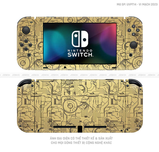 Dán Skin Máy Chơi Game Nintendo Switch Vân Vi Mạch 2023 Vàng | UVPT14