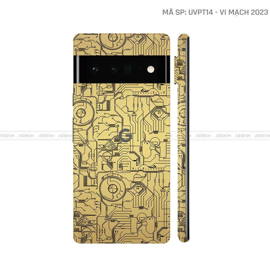 Dán Skin Google Pixel 6 Series Vân Vi Mạch 2023 Vàng | UVPT14