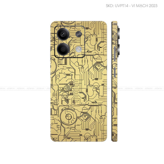Dán Skin Điện Thoại Xiaomi Redmi 13 Series Vân Nổi Vi Mạch 2023 Vàng | UVPT14