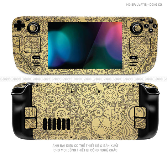Dán Skin Máy Chơi Game Steam Deck Vân Động Cơ Gold | UVPT18