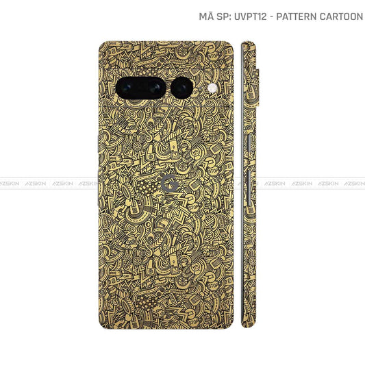 Dán Skin Google Pixel 8 Series Vân Pattern Cartoon Vàng | UVPT12
