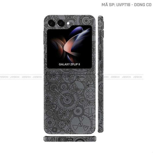 Dán Skin Galaxy Z Flip 7 Vân Nổi Động Cơ Xám | UVPT18