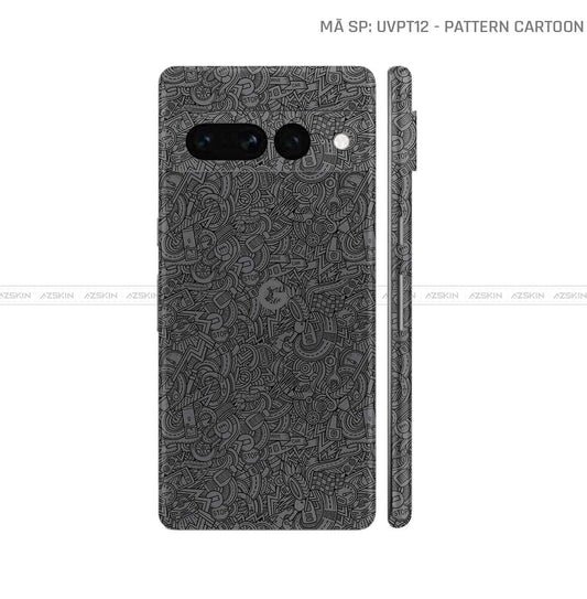 Dán Skin Google Pixel 8 Series Vân Pattern Cartoon Xám | UVPT12