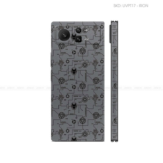 Dán Skin Điện Thoại Xiaomi Mix Fold Series Vân Nổi Iron Man Xám | UVPT17