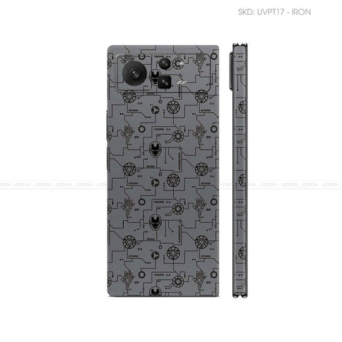 Dán Skin Điện Thoại Xiaomi Mix Fold Series Vân Nổi Iron Man Xám | UVPT17