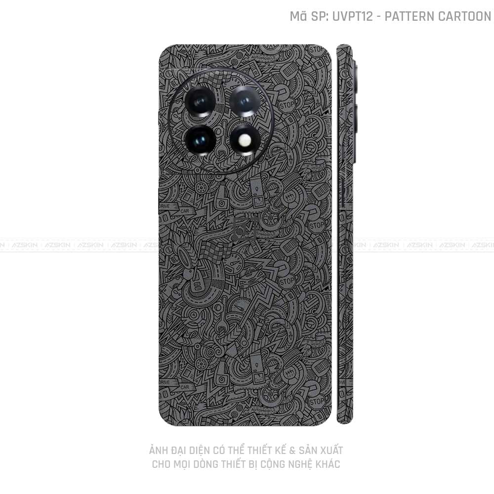 Dán Skin Oneplus Ace Series Vân Pattern Cartoon Xám | UVPT12