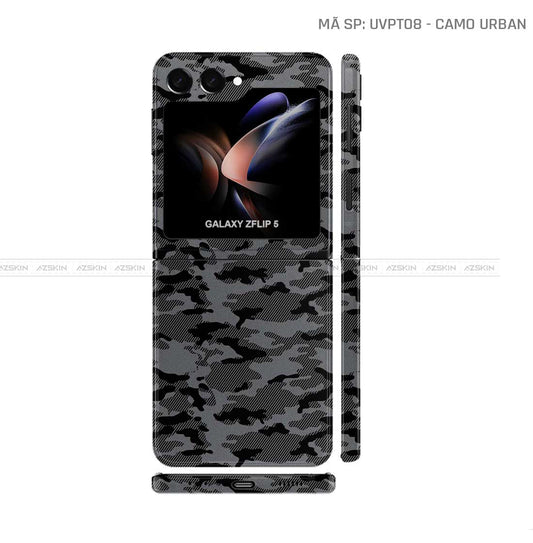 Dán Skin Galaxy Z Flip 7 Vân Nổi Camo Urban Xám | UVPT08