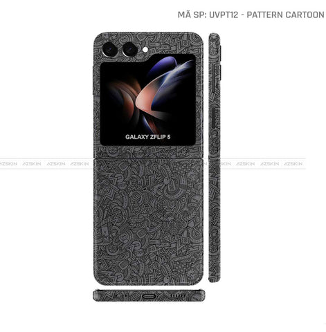 Dán Skin Galaxy Z Flip 6 Vân Nổi Pattern Cartoon Xám | UVPT12