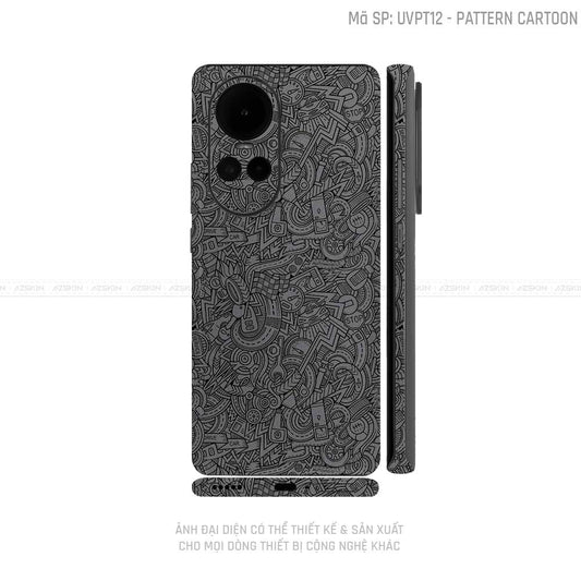Dán Skin Điện Thoại OPPO Reno Series Vân Pattern Cartoon Xám | UVPT12