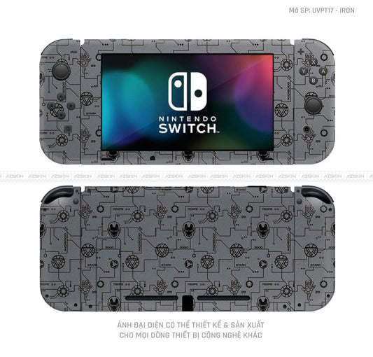 Dán Skin Máy Chơi Game Nintendo Switch Vân Ironman Xám | UVPT17