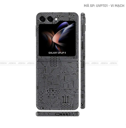 Dán Skin Galaxy Z Flip 7 Vân Nổi Vi Mạch Xám | UVPT01