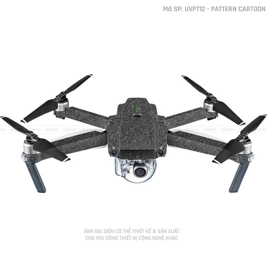 Dán Skin Flycam Vân Nổi Pattern Cartoon Xám | UVPT12