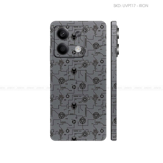 Dán Skin Điện Thoại Xiaomi Redmi 13 Series Vân Nổi Iron Man Xám | UVPT17