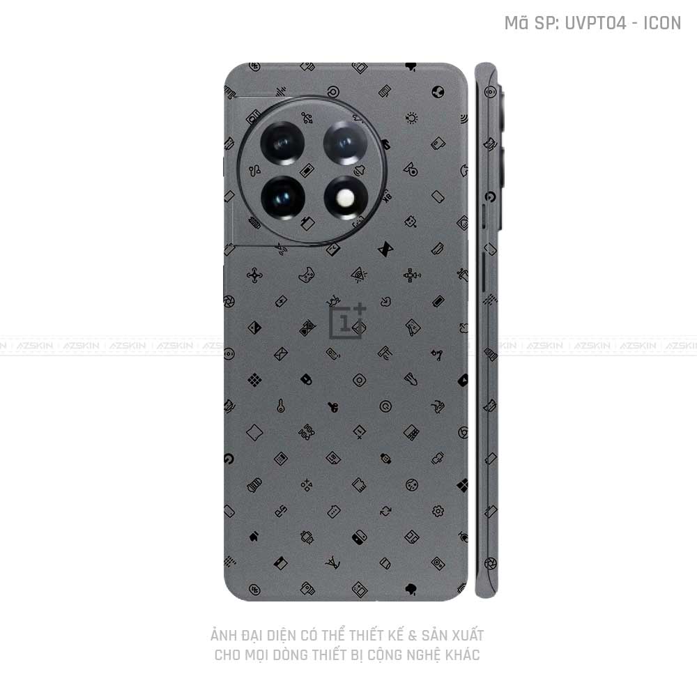 Dán Skin Oneplus 11 Series Vân ICON Xám | UVPT04