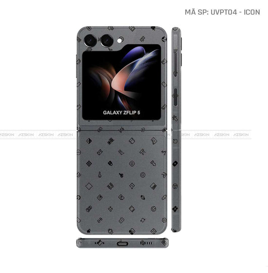 Dán Skin Galaxy Z Flip 7 Vân Nổi ICON Xám | UVPT04