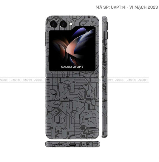 Dán Skin Galaxy Z Flip 7 Vân Nổi Vi Mạch 2023 Xám | UVPT14