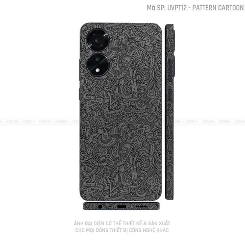 Miếng Dán Skin Điện Thoại OPPO A Series Vân Nổi Pattern Cartoon Xám | UVPT12