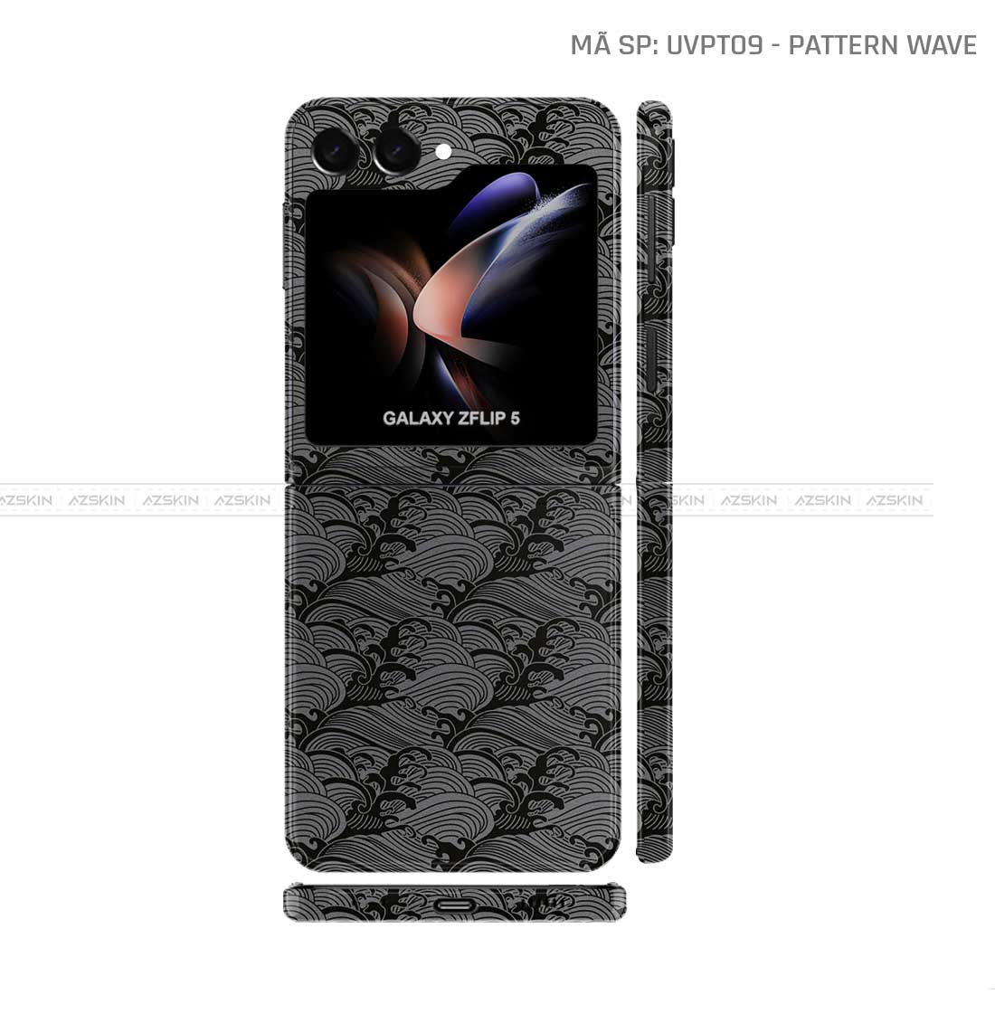 Dán Skin Galaxy Z Flip5 Vân Nổi Pattern Wave Xám | UVPT09