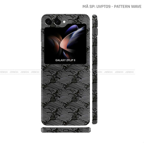 Dán Skin Galaxy Z Flip5 Vân Nổi Pattern Wave Xám | UVPT09
