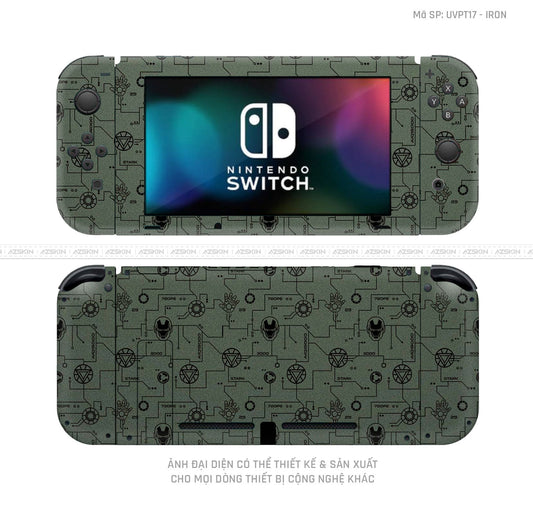 Dán Skin Máy Chơi Game Nintendo Switch Vân Ironman Xanh  | UVPT17