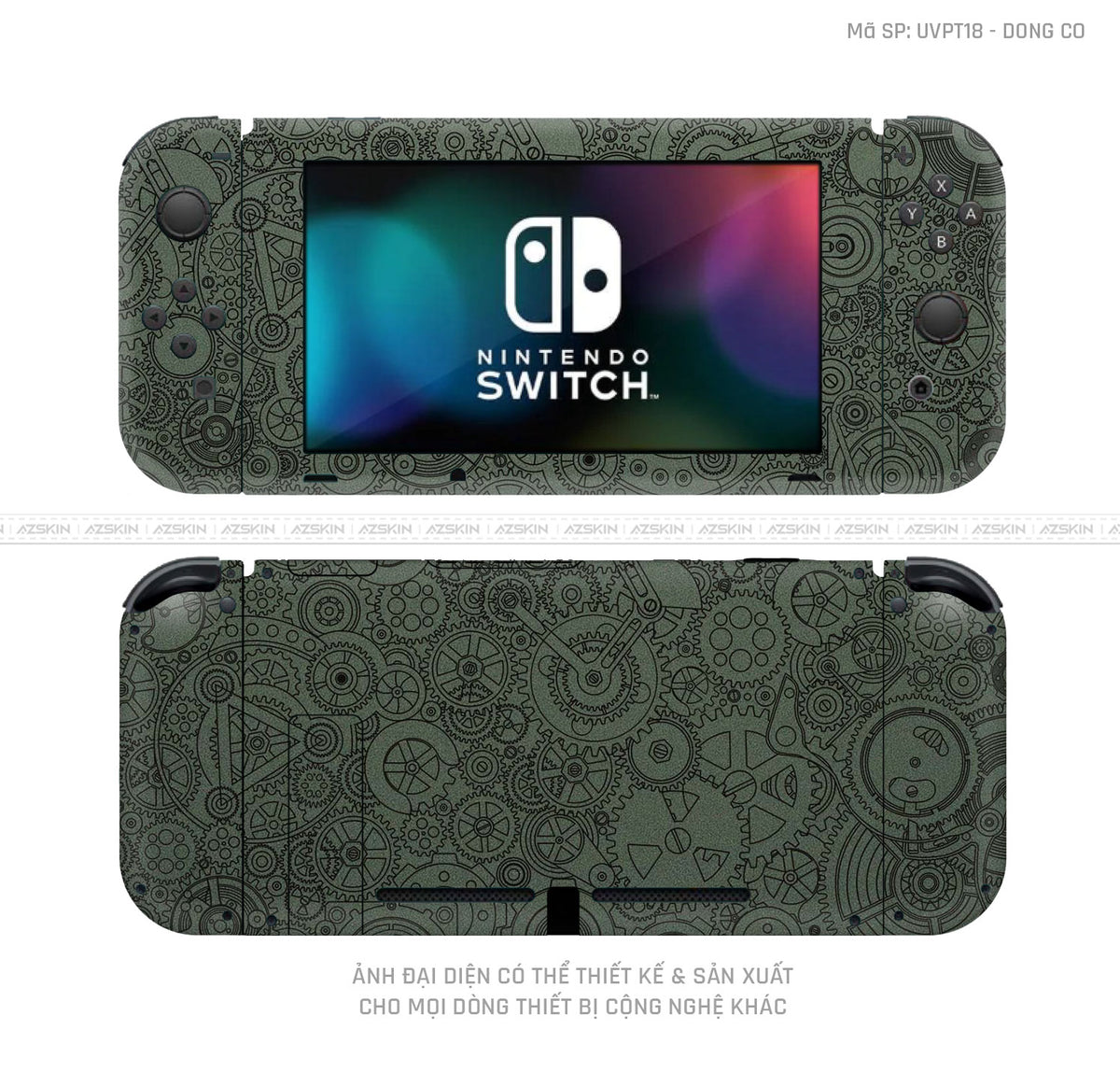 Dán Skin Máy Chơi Game Nintendo Switch Vân Động Cơ Xanh | UVPT18