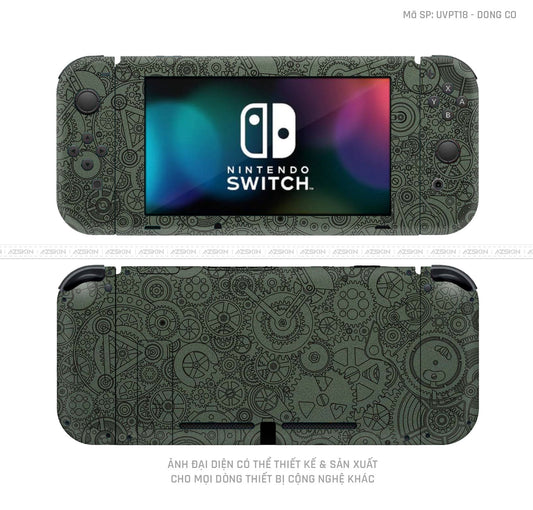 Dán Skin Máy Chơi Game Nintendo Switch Vân Động Cơ Xanh | UVPT18
