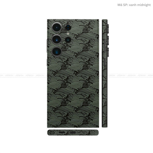 Dán Skin Samsung Galaxy S24 Series Vân Nổi Vân Sóng Xanh Midnight | UVPT09