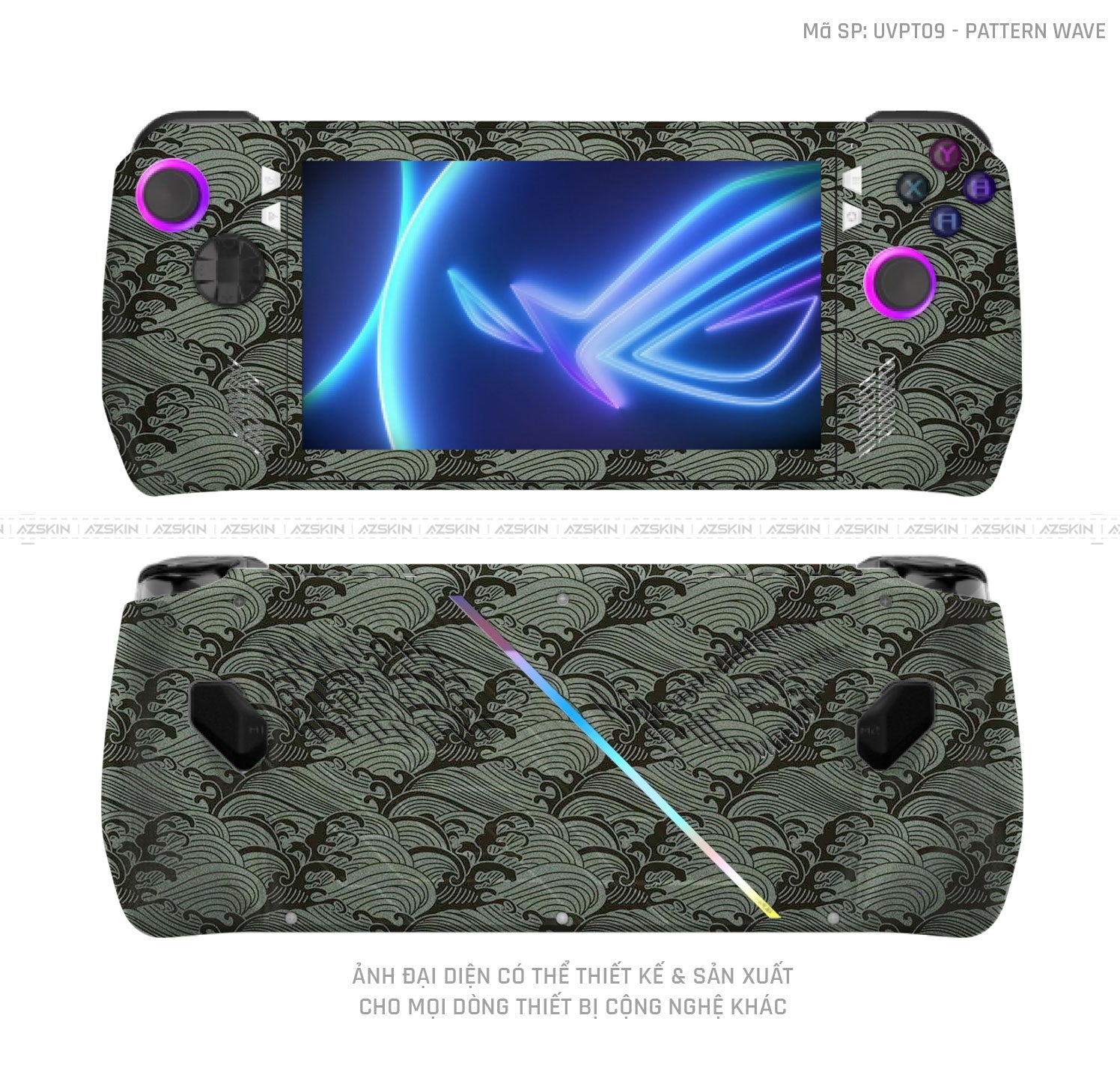 Dán Skin Máy Chơi Game Asus ROG Vân Pattern Wave Xanh | UVPT09 – AZSKIN.VN