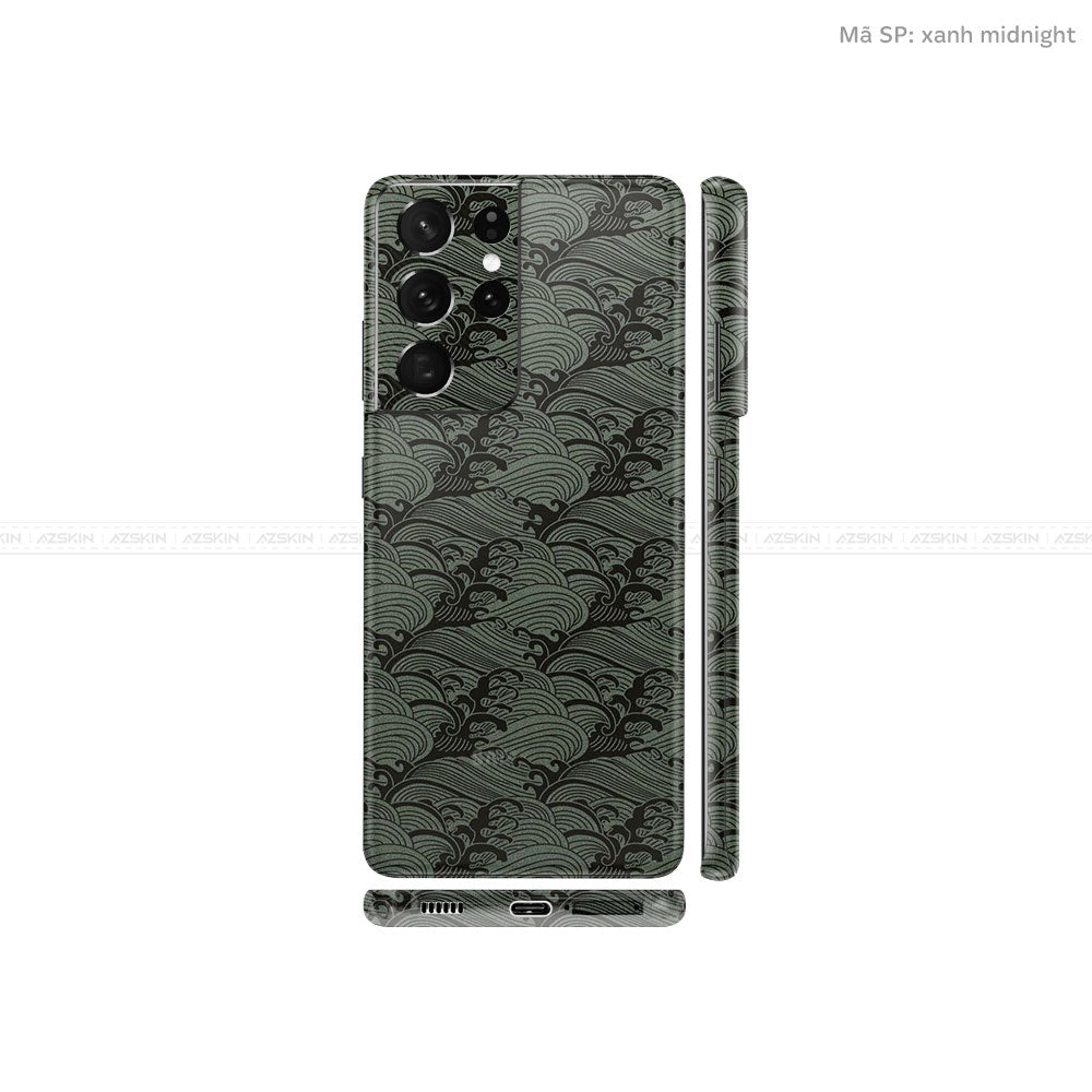 Dán Skin Galaxy S21 Series Vân Pattern Wave Xanh Midnight | UVPT09