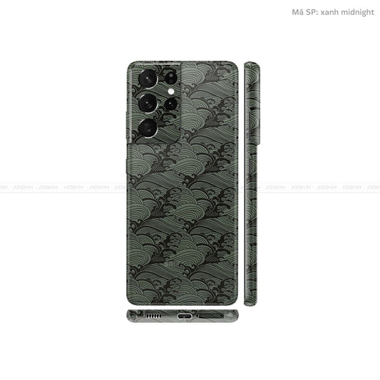 Dán Skin Galaxy S21 Series Vân Pattern Wave Xanh Midnight | UVPT09