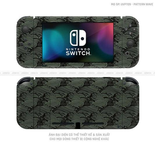 Dán Skin Máy Chơi Game Nintendo Switch Vân Pattern Wave Xanh | UVPT09