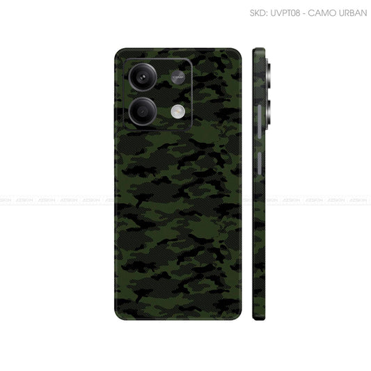 Dán Skin Điện Thoại Xiaomi Redmi 13 Series Vân Nổi Camo Urban Xanh Rêu | UVPT08