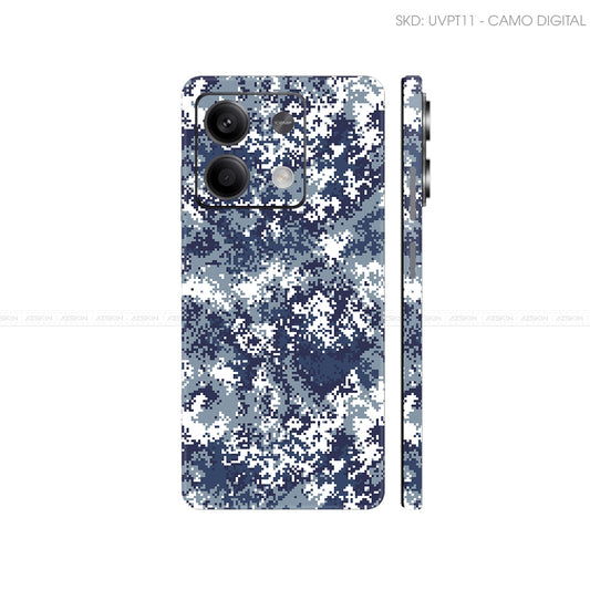 Dán Skin Điện Thoại Xiaomi Redmi 13 Series Vân Nổi Camo Digital Xanh Blue | UVPT11