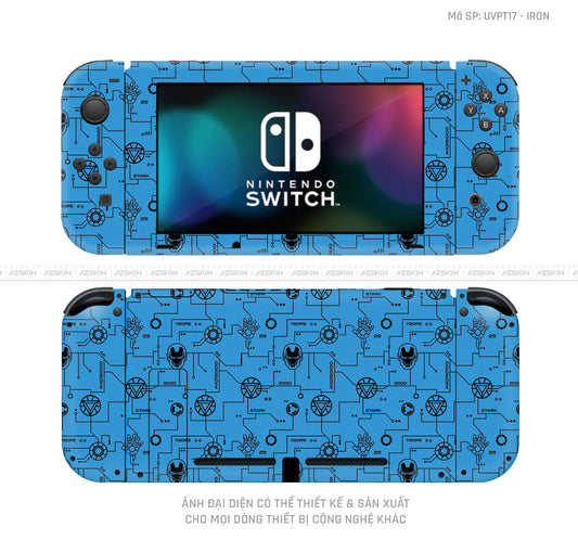 Dán Skin Máy Chơi Game Nintendo Switch Vân Ironman Xanh | UVPT17
